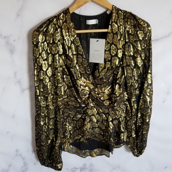 A.L.C Logan Long Sleeve Twist Front Blouse Top, 6 - Picture 11 of 16